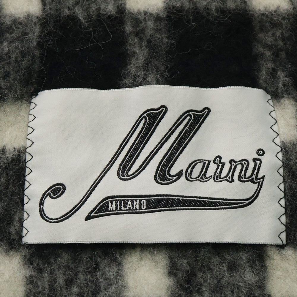 MARNI(マルニ) 23AW ロゴパッチ タータンチェック アルパカウール スカーフ マフラー ブラック/ホワイト CLZC0090Q0 UAW004 MTM2