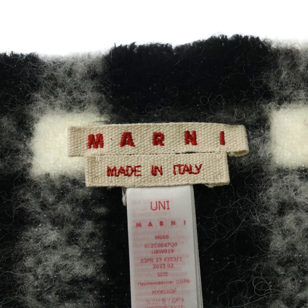 MARNI(マルニ) 23AW ロゴパッチ タータンチェック アルパカウール スカーフ マフラー ブラック/ホワイト CLZC0090Q0 UAW004 MTM2