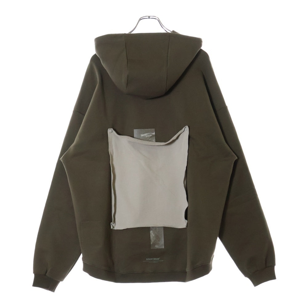 GOOPiMADE(グーピーメイド) 23AW STUDIO F&F 93 HOODIE フロントプリント プルオーバーパーカー フーディ カーキ FN-R