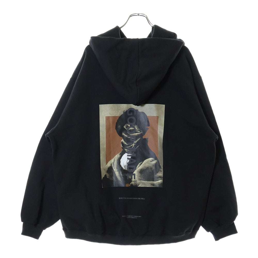 GOOPiMADE(グーピーメイド) 23AW SHADOW PAINT HOODIE バックフォトプリント プルオーバー スウェットパーカー フーディ ブラック G7-H1