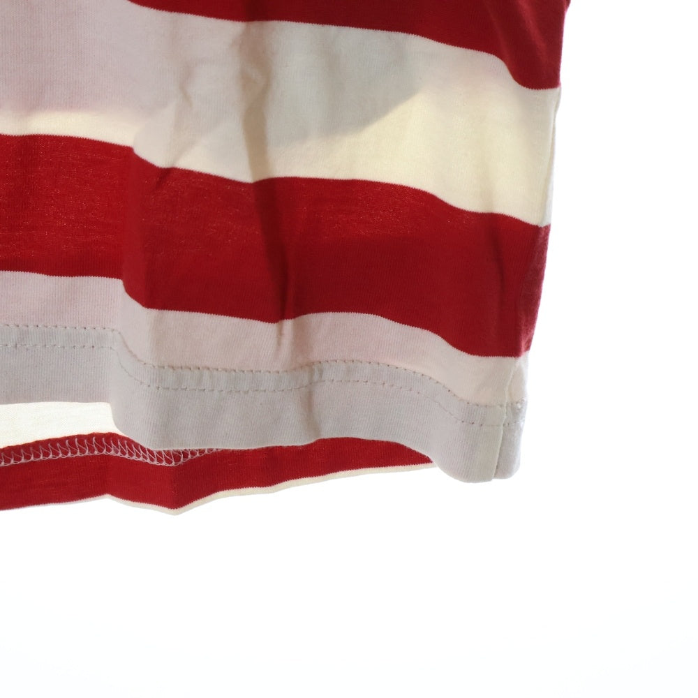 MARNI(マルニ) 20AW バックロゴエンブロイダリー ボーダー クルーネック半袖Tシャツ カットソー ホワイト/レッド HUMU0151S0