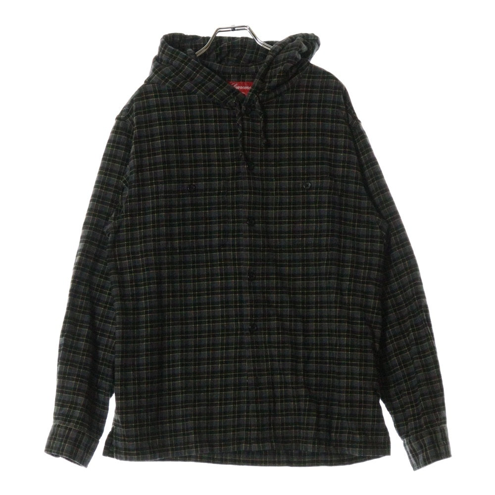 SUPREME(シュプリーム) 22SS Mini Plaid Hooded Shirt ミニ プレイド フーデッド チェック 長袖シャツ ブラック