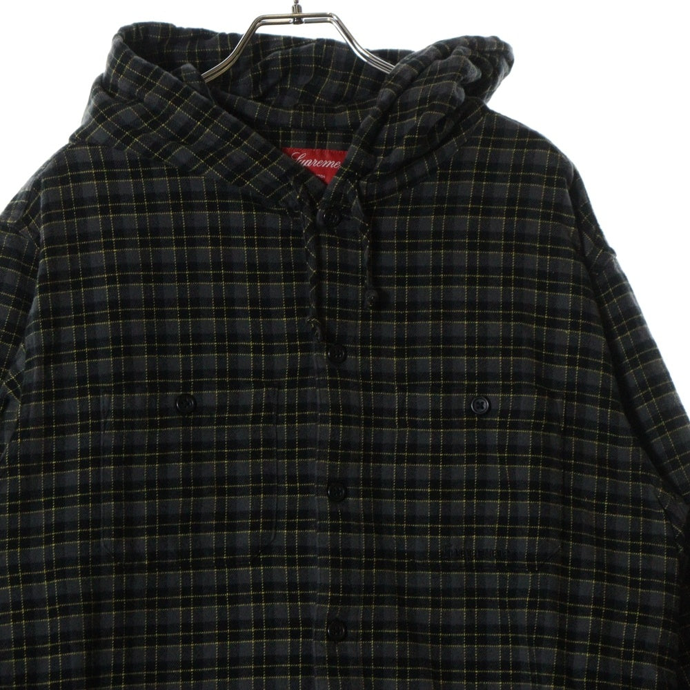SUPREME(シュプリーム) 22SS Mini Plaid Hooded Shirt ミニ プレイド フーデッド チェック 長袖シャツ ブラック