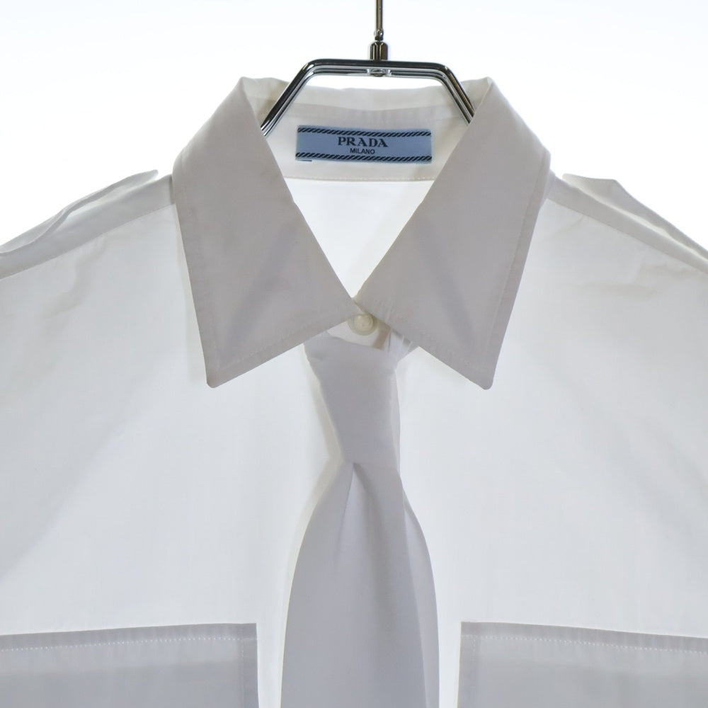 PRADA(プラダ) 24SS ネクタイ付き ロングスリーブ 長袖シャツ ホワイト DNA91Q S000 1XV2 レディース