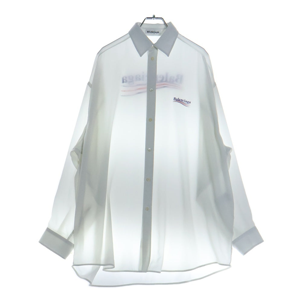 BALENCIAGA(バレンシアガ) キャンペーンロゴ 長袖 シアーシャツ ホワイト 623039 TG008