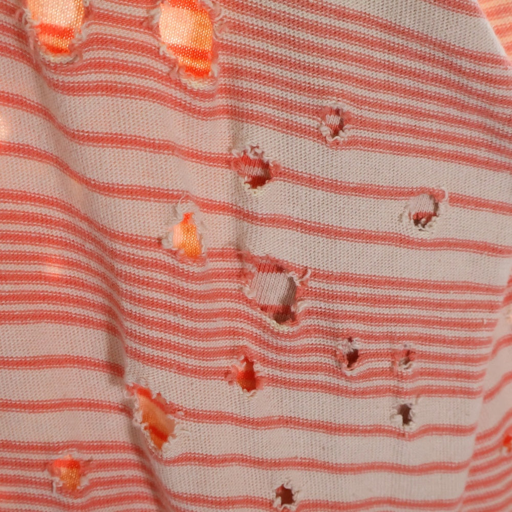 Acne Studios(アクネ ストゥディオズ) クラッシュ加工 マルチボーダー 長袖ポロシャツ オレンジ/ベージュ FN-WN-TSHI000447 レディース
