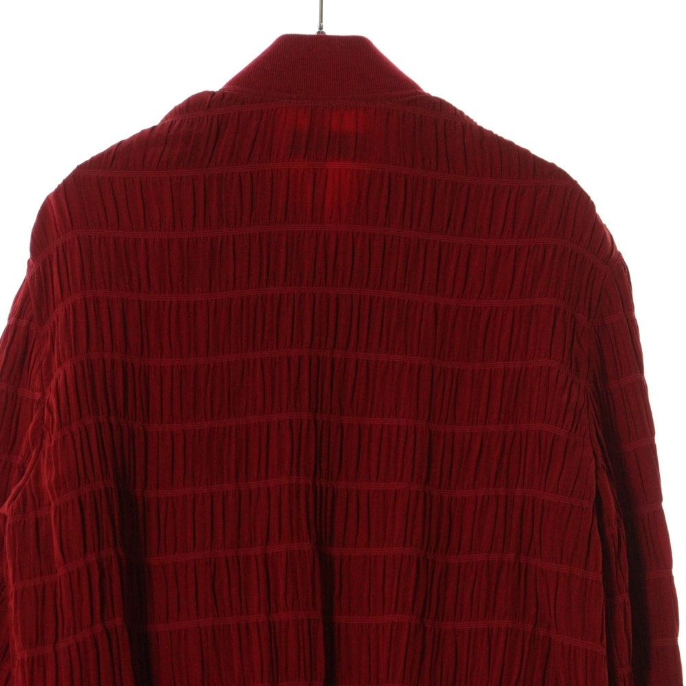 SAINT LAURENT PARIS(サンローランパリ) 22AW レイヤースモックシルク ジップアップジャケット レッド 682844 Y2E23
