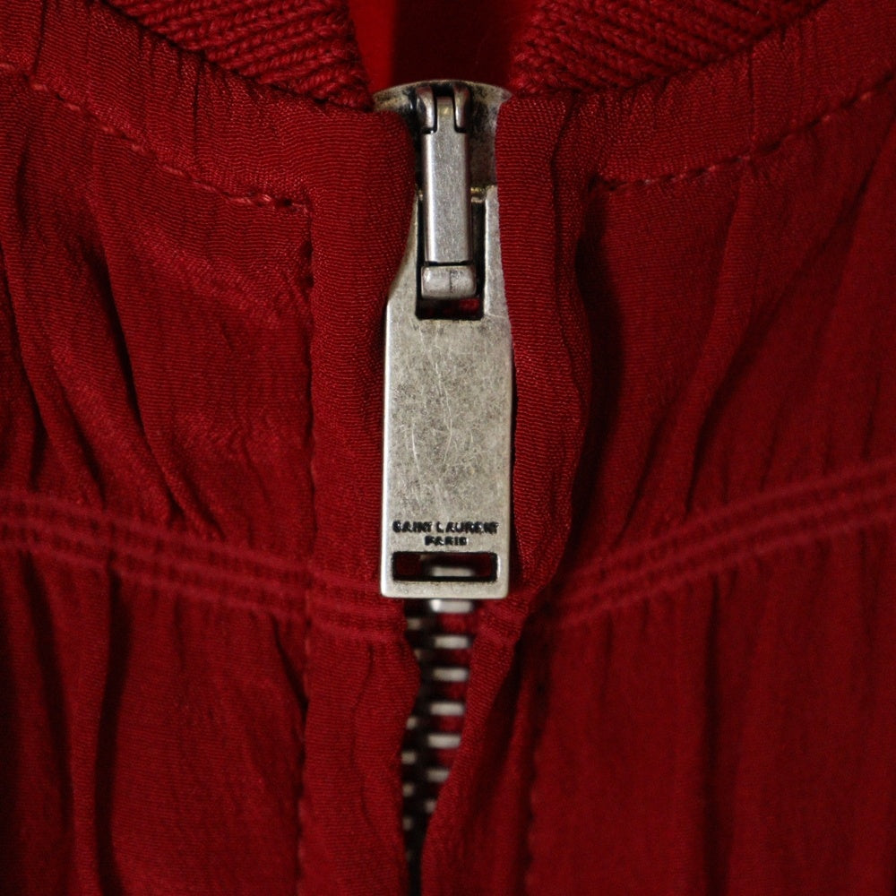 SAINT LAURENT PARIS(サンローランパリ) 22AW レイヤースモックシルク ジップアップジャケット レッド 682844 Y2E23