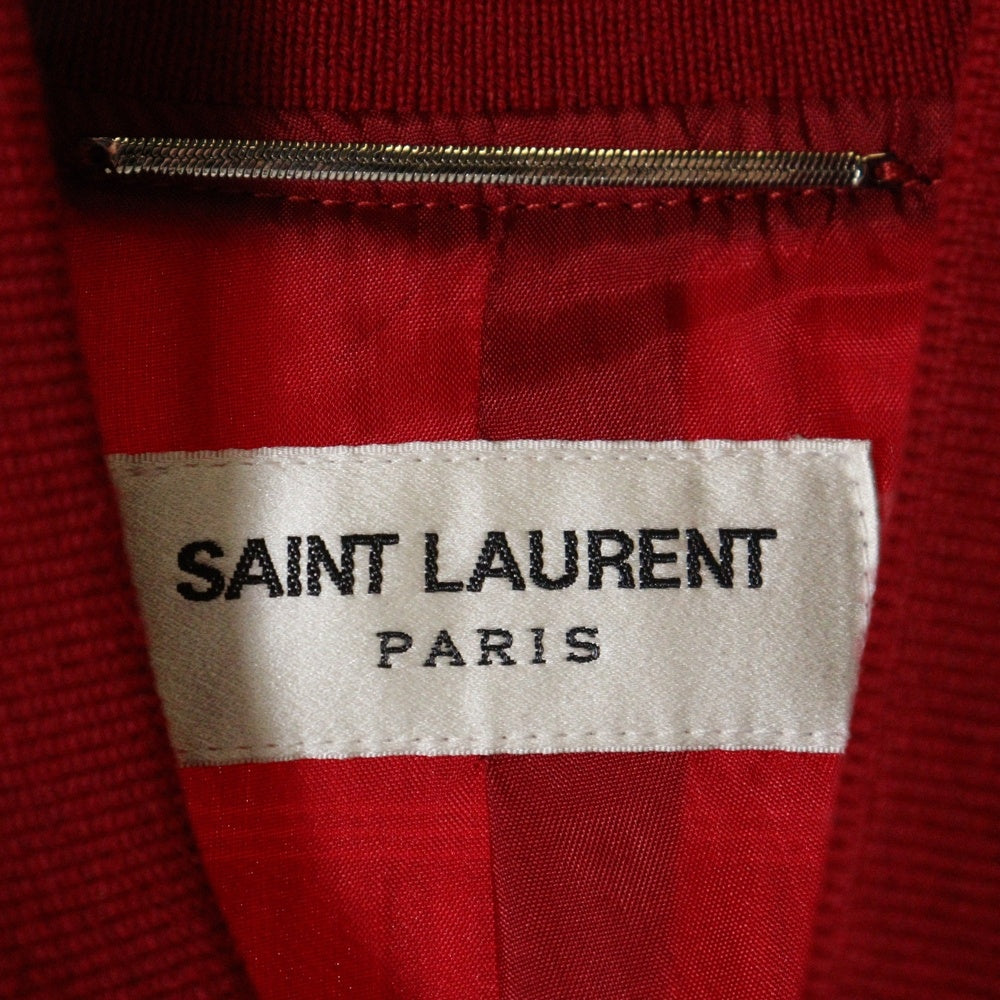 SAINT LAURENT PARIS(サンローランパリ) 22AW レイヤースモックシルク ジップアップジャケット レッド 682844 Y2E23