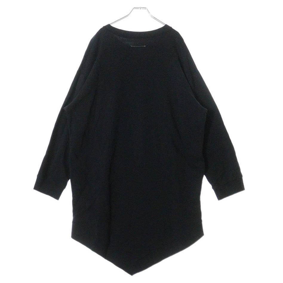MM6 Maison Margiela(エムエムシックスメゾンマルジェラ) 19SS ラウンドネック トライアングルリブ サイドポケット ビックシルエットトレーナー ワンピース ブラック S52CT0396