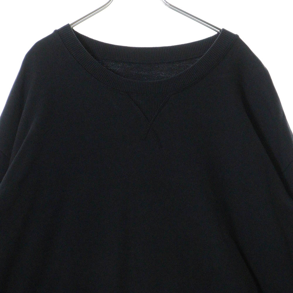 MM6 Maison Margiela(エムエムシックスメゾンマルジェラ) 19SS ラウンドネック トライアングルリブ サイドポケット ビックシルエットトレーナー ワンピース ブラック S52CT0396