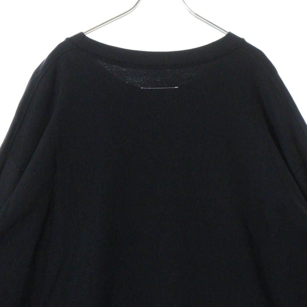 MM6 Maison Margiela(エムエムシックスメゾンマルジェラ) 19SS ラウンドネック トライアングルリブ サイドポケット ビックシルエットトレーナー ワンピース ブラック S52CT0396