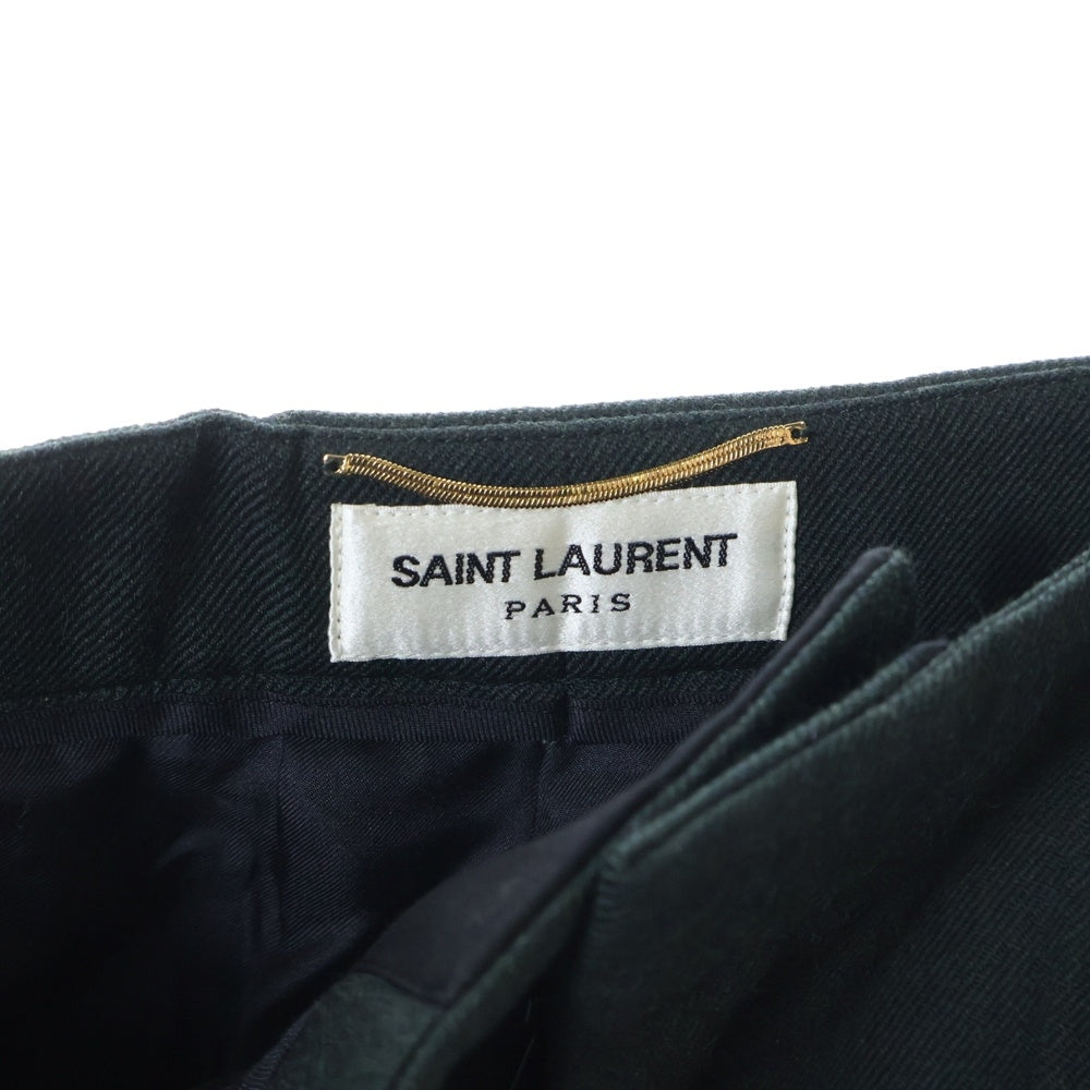 SAINT LAURENT PARIS(サンローランパリ) 21SS クロップド スラックス トラウザーズ パンツ グリーン センタープレス 667906 Y3D35