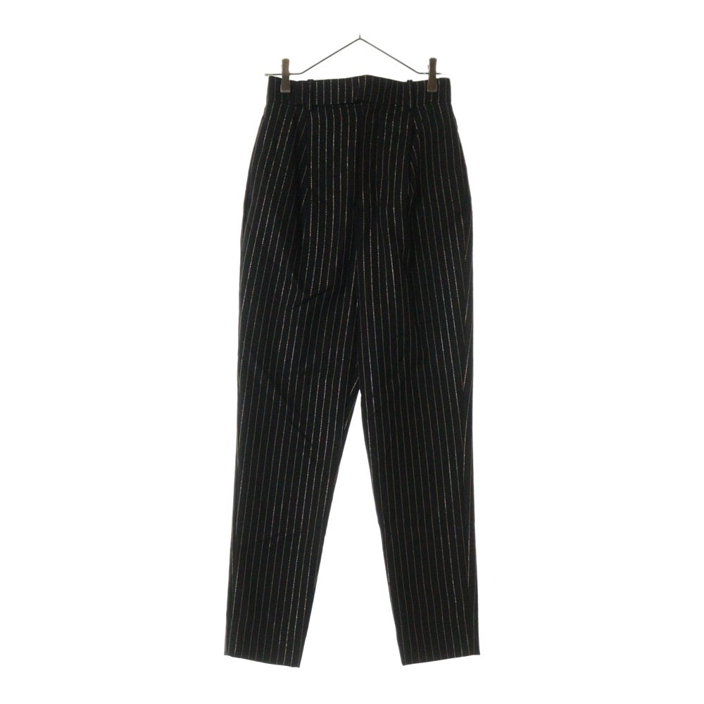 SAINT LAURENT PARIS(サンローランパリ) 19SS ストライプ スラックス ウール ロング パンツ ブラック BURA582705 Y142V レディース