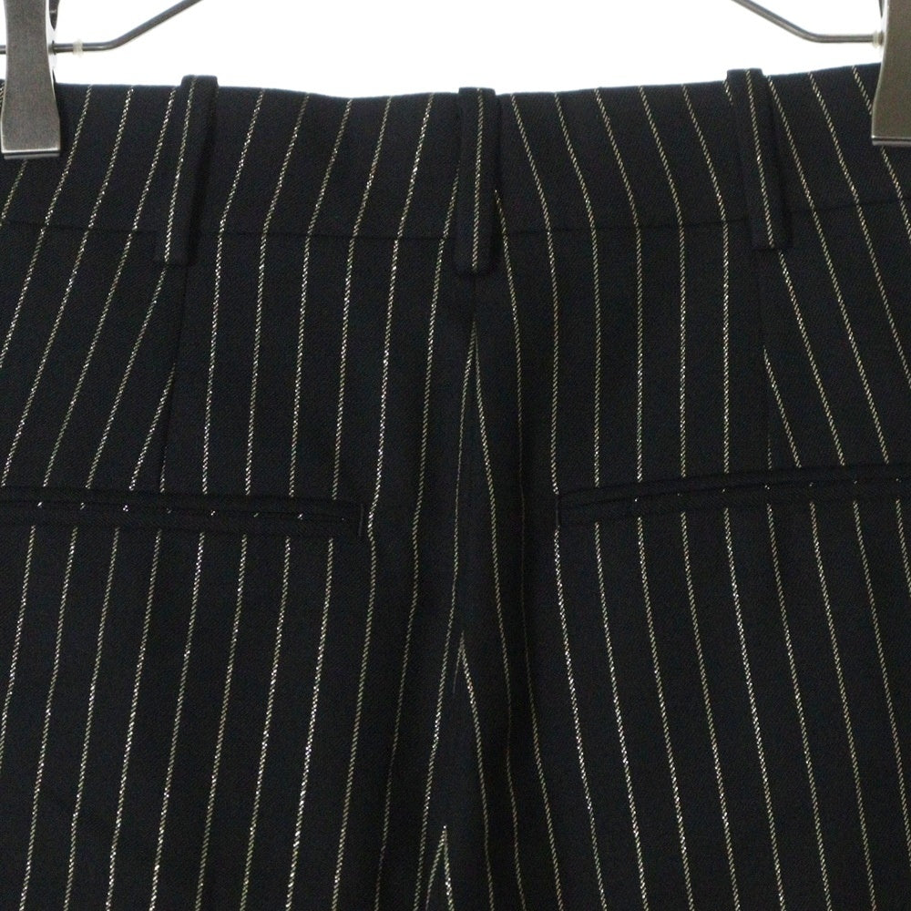 SAINT LAURENT PARIS(サンローランパリ) 19SS ストライプ スラックス ウール ロング パンツ ブラック BURA582705 Y142V レディース