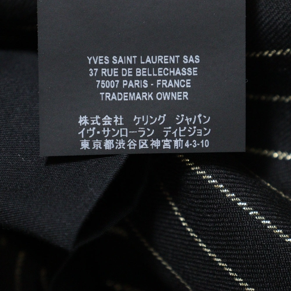 SAINT LAURENT PARIS(サンローランパリ) 19SS ストライプ スラックス ウール ロング パンツ ブラック BURA582705 Y142V レディース