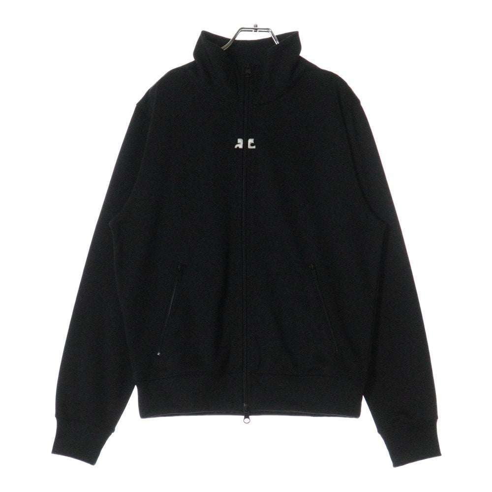 COURREGES(クレージュ) フロントエンブロイダリー リブ切替 ジップアップジャケット ジャージ ブラック 123JVE011JS00029999