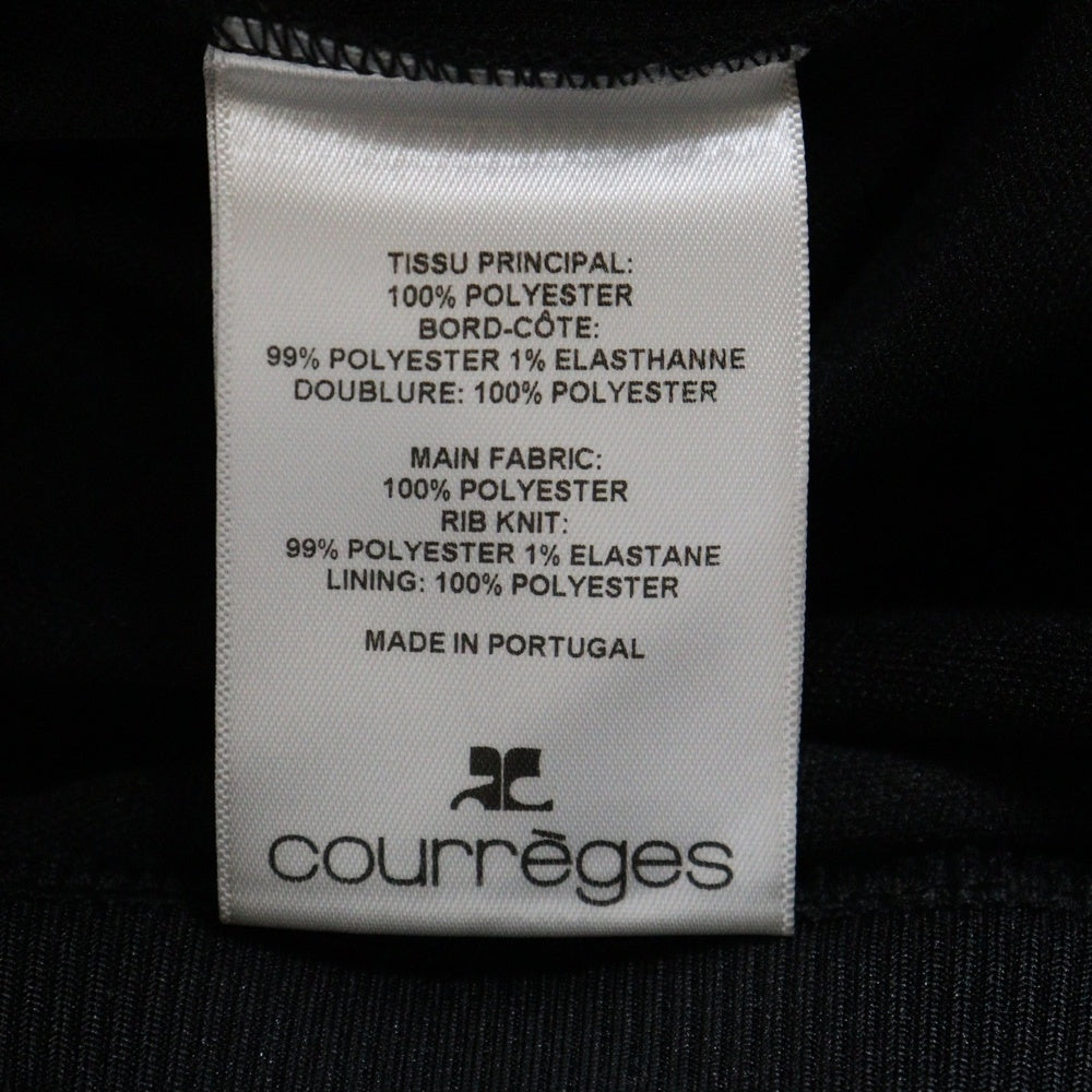 COURREGES(クレージュ) フロントエンブロイダリー リブ切替 ジップアップジャケット ジャージ ブラック 123JVE011JS00029999