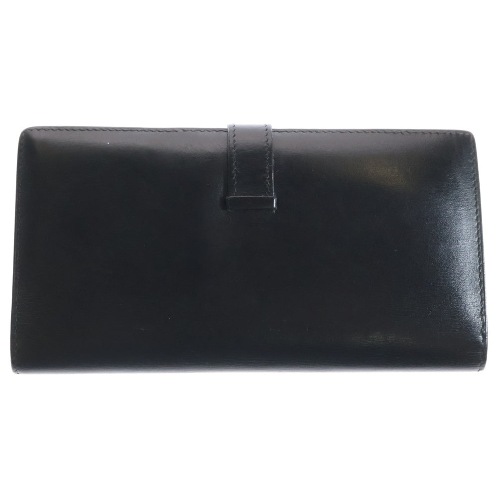 HERMES(エルメス) ベアン クラシックボックスカーフ レザー 2つ折り 長財布 ウォレット ブラック □F刻印