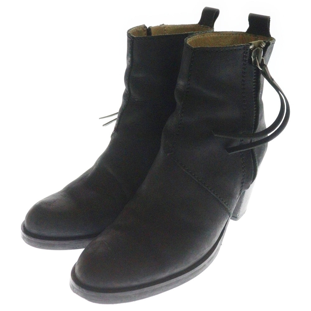 Acne Studios(アクネ ストゥディオズ) PISTOL SHORT BOOTS サイドジップ ピストル ショート レザーブーツ ブラック