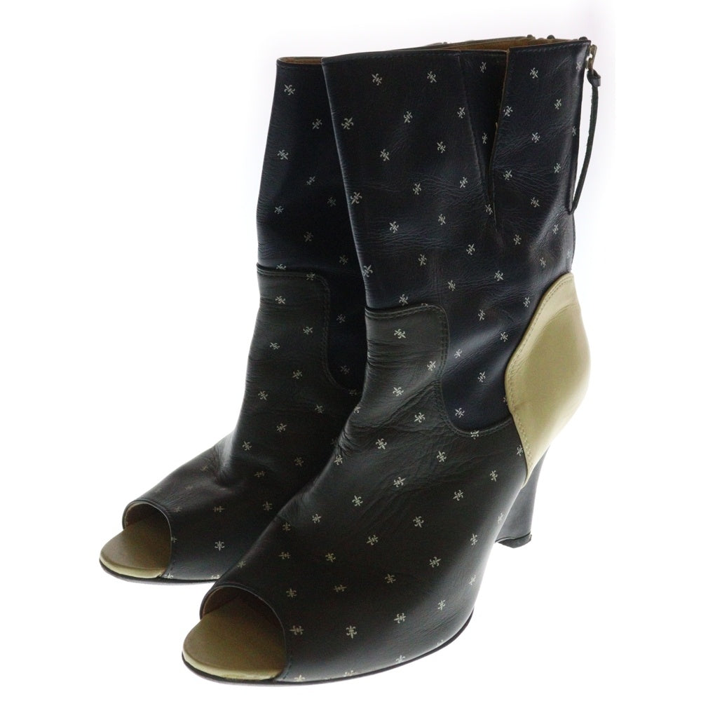 UNDERCOVER(アンダーカバー) 12AW PSYCHO COLOR期 オープントゥ 総柄 レザー ヒールブーツ マルチ レディース 16F03-3