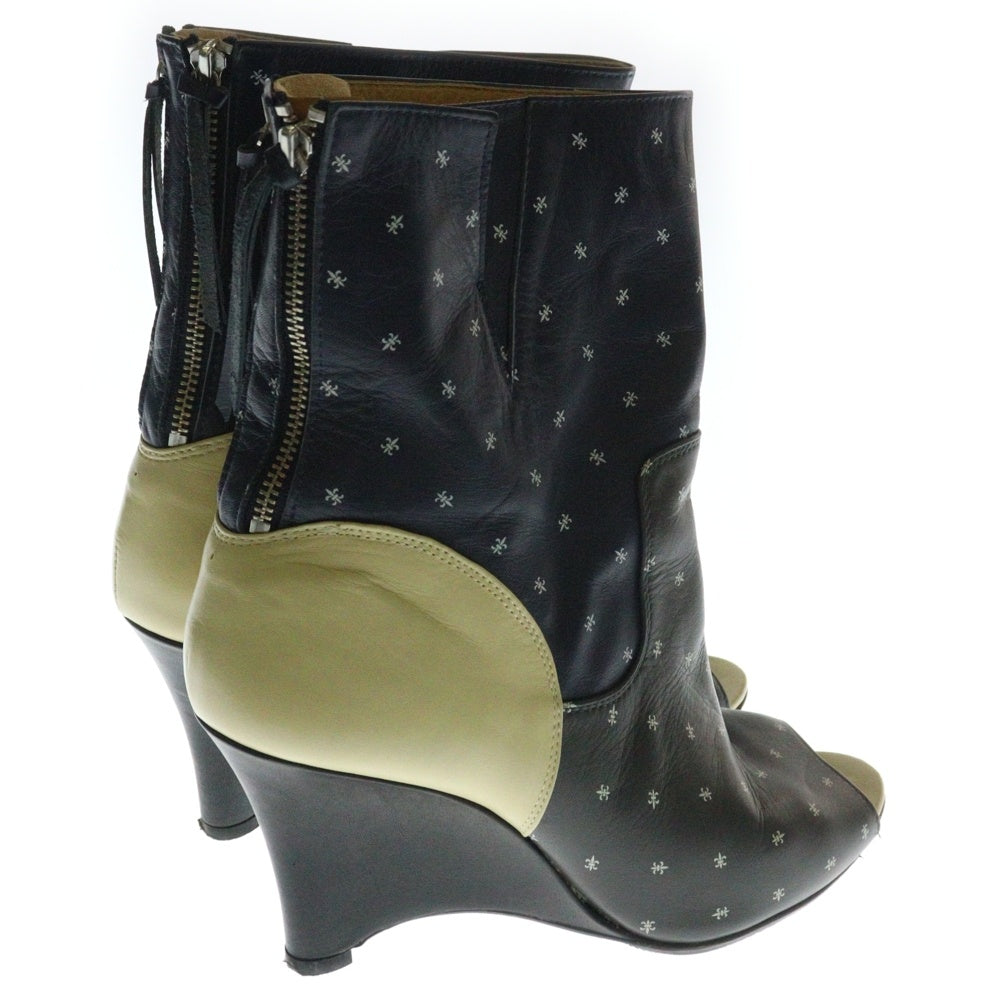 UNDERCOVER(アンダーカバー) 12AW PSYCHO COLOR期 オープントゥ 総柄 レザー ヒールブーツ マルチ レディース 16F03-3