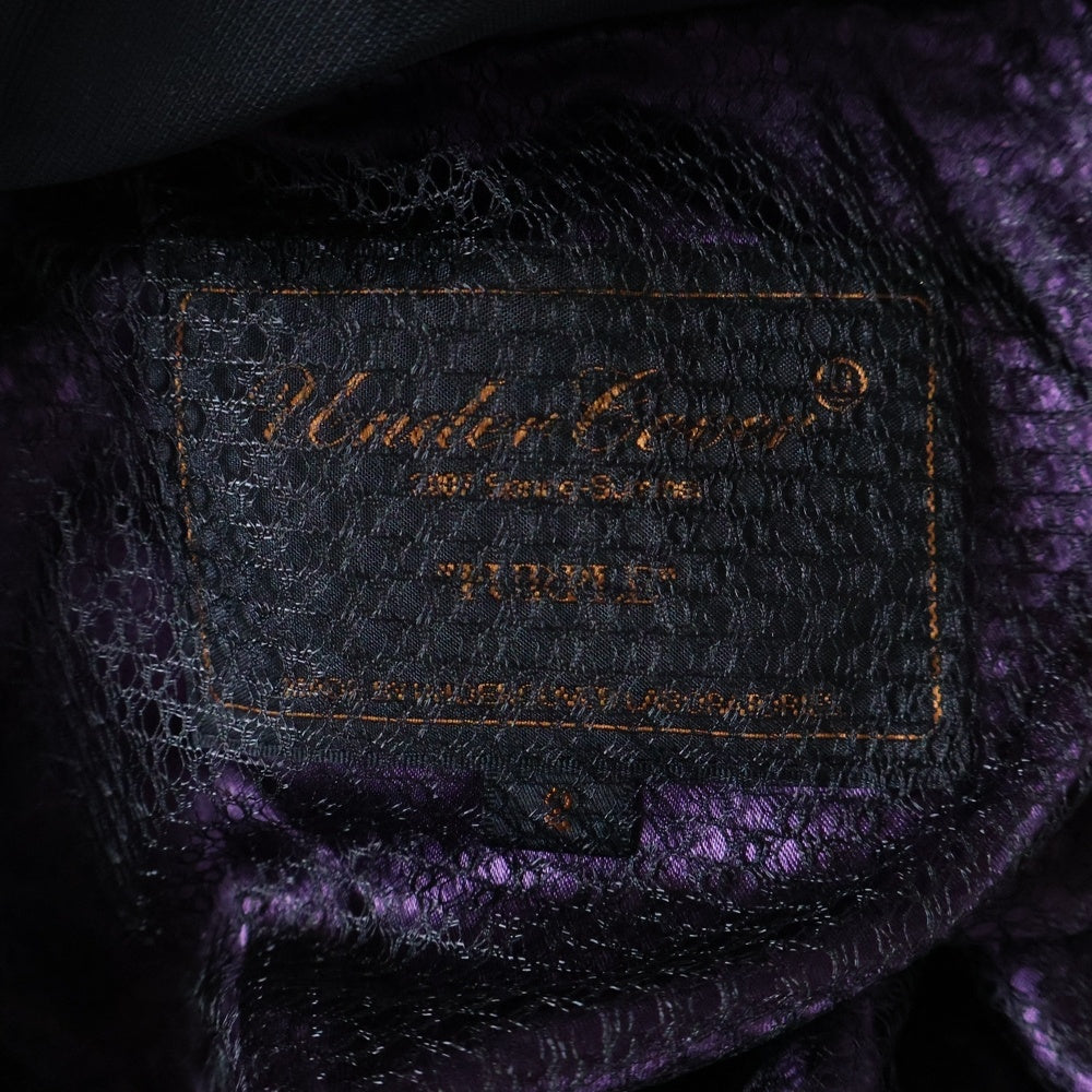 UNDERCOVER(アンダーカバー) 07SS PURPLE期 裏地メッシュ切り替え ラインストーンボタン ビッグカラージャケット ブラック/パープル レディース 7S5-B1