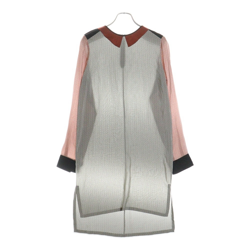 STELLA McCARTNEY(ステラマッカートニー) 幾何学柄 別布レーヨン切り替え シルク 長袖 ワンピース マルチ レディース 299853SX204-0
