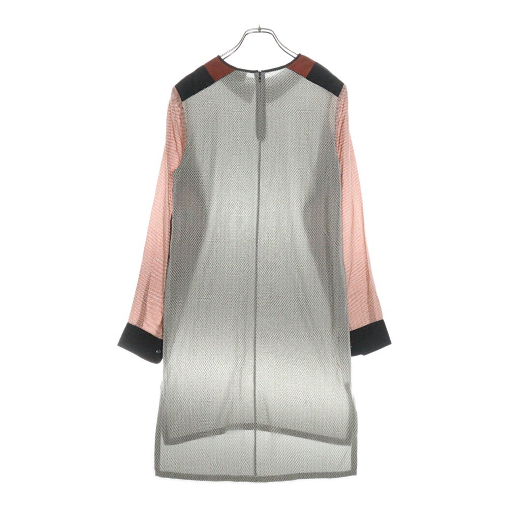 STELLA McCARTNEY(ステラマッカートニー) 幾何学柄 別布レーヨン切り替え シルク 長袖 ワンピース マルチ レディース 299853SX204-0