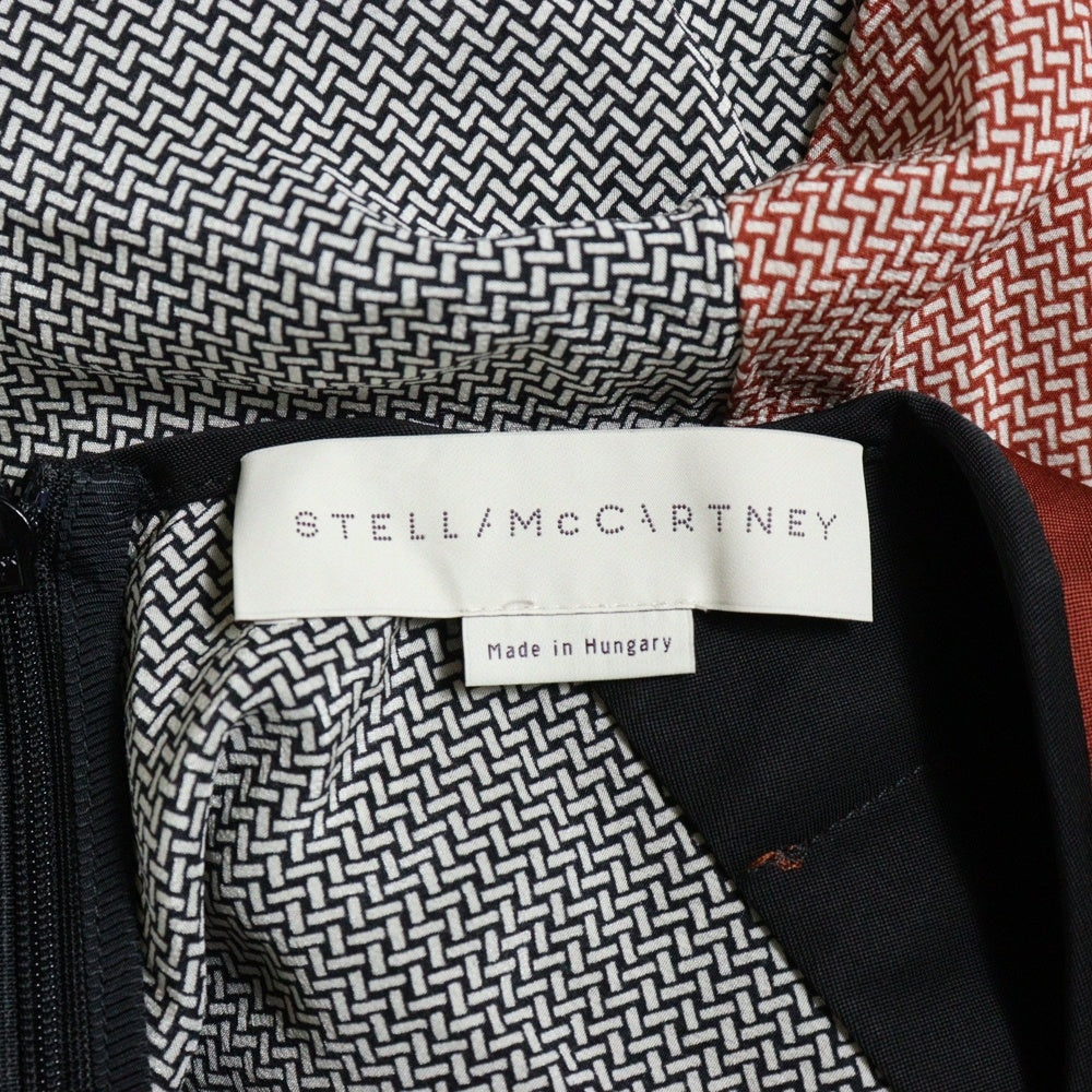 STELLA McCARTNEY(ステラマッカートニー) 幾何学柄 別布レーヨン切り替え シルク 長袖 ワンピース マルチ レディース 299853SX204-0