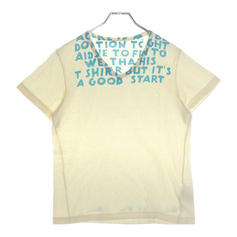 Martin Margiela(マルタンマルジェラ) 06SS ここのえ期 AIDS T-Shirts エイズ 両面プリント Vネック 半袖Tシャツ カットソー アイボリー/ライトブルー 20299