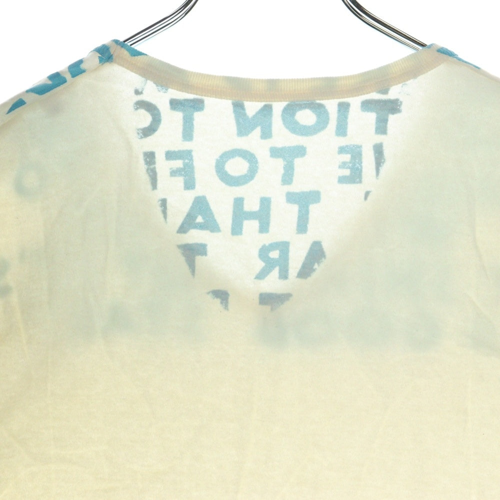 Martin Margiela(マルタンマルジェラ) 06SS ここのえ期 AIDS T-Shirts エイズ 両面プリント Vネック 半袖Tシャツ カットソー アイボリー/ライトブルー 20299