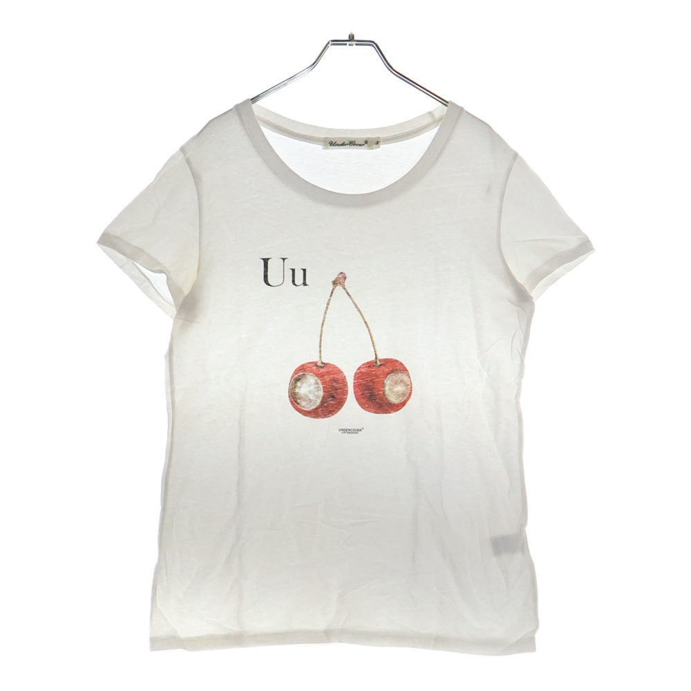 UNDERCOVER(アンダーカバー) Uu Cherry T-Shirt フロントチェリー ロゴプリント クルーネック半袖Tシャツ カットソー ホワイト