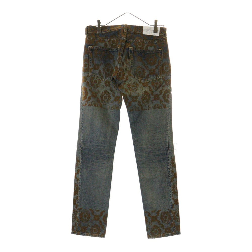 UNDERCOVER(アンダーカバー) 10AW FLORAL FLOCKY JEANS ダメージ加工 フローラル フロッキー デニムパンツ インディゴ/ブラウン F1512