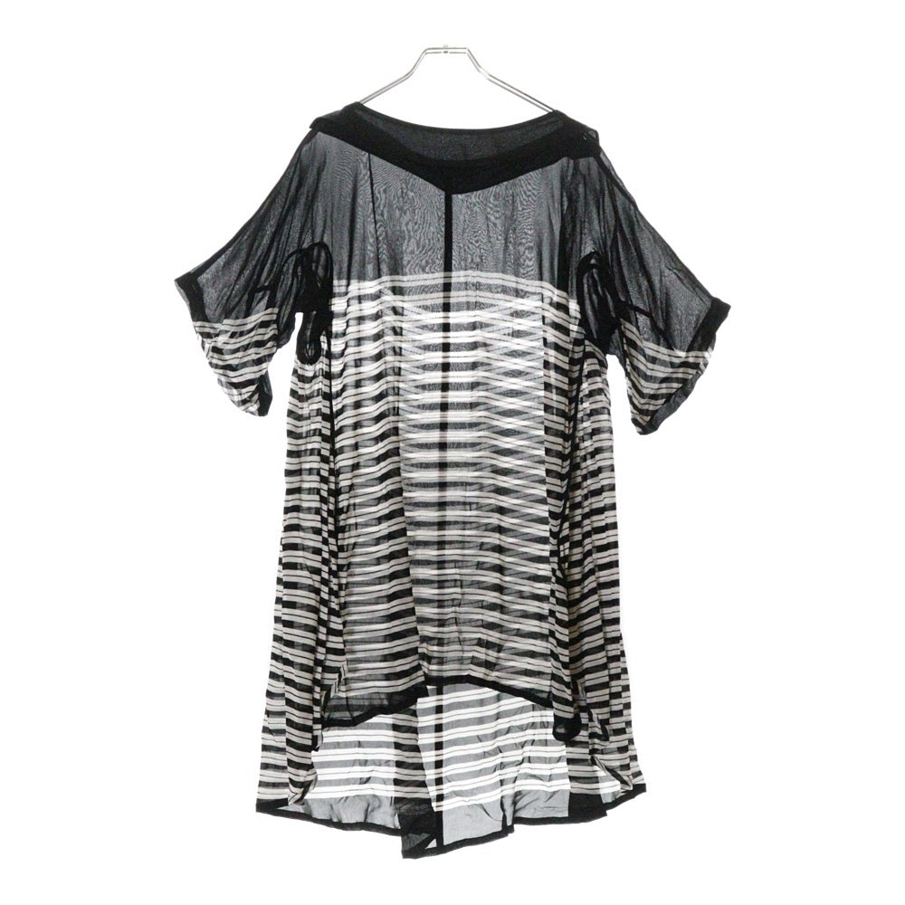 UNDERCOVER(アンダーカバー) 11SS シースルー ボーダー シフォン 半袖ワンピース ブラック/ホワイト レディース G1404