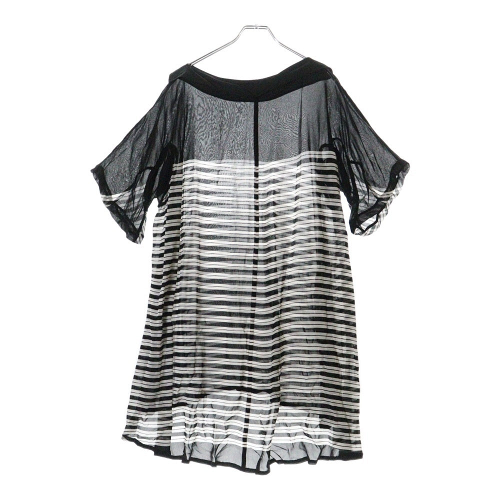 UNDERCOVER(アンダーカバー) 11SS シースルー ボーダー シフォン 半袖ワンピース ブラック/ホワイト レディース G1404