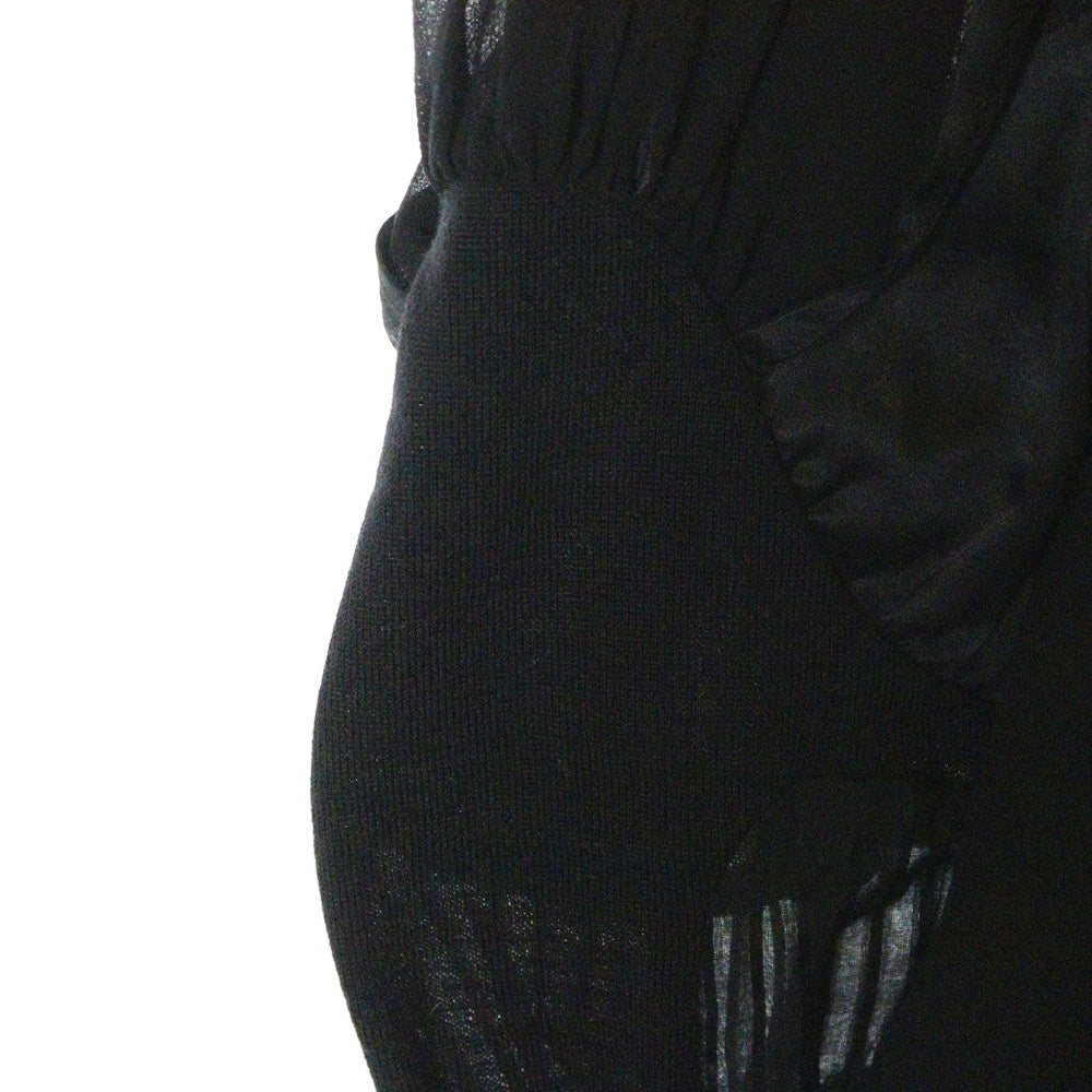 UNDERCOVER(アンダーカバー) 09AW プリーツ加工 素材切り替え Vネック シルク長袖ワンピース ブラック レディース D1403