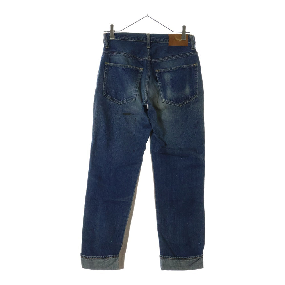 UNDERCOVER(アンダーカバー) 11AW mirror期 ダブルウエスト ドッキング ベロア スリム デニムパンツ インディゴ/ベージュ H1507-1