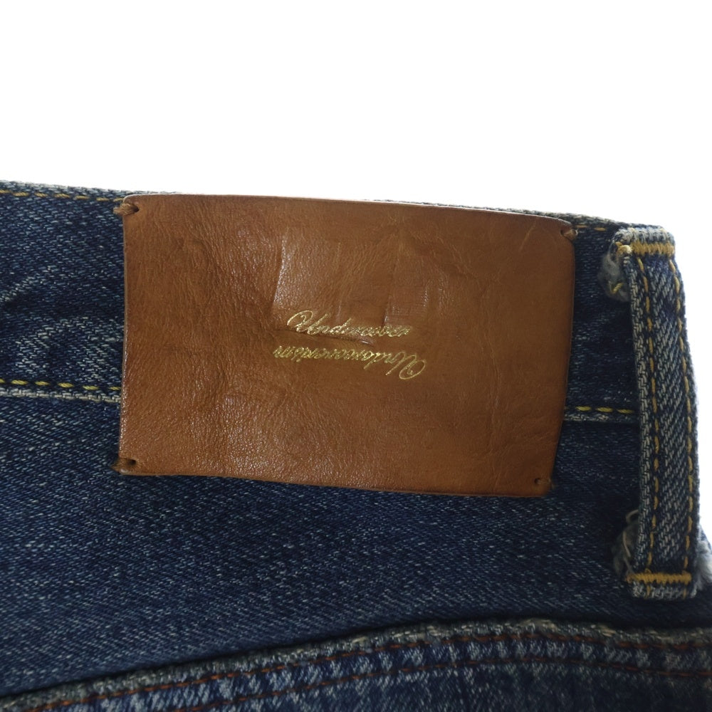 UNDERCOVER(アンダーカバー) 11AW mirror期 ダブルウエスト ドッキング ベロア スリム デニムパンツ インディゴ/ベージュ H1507-1