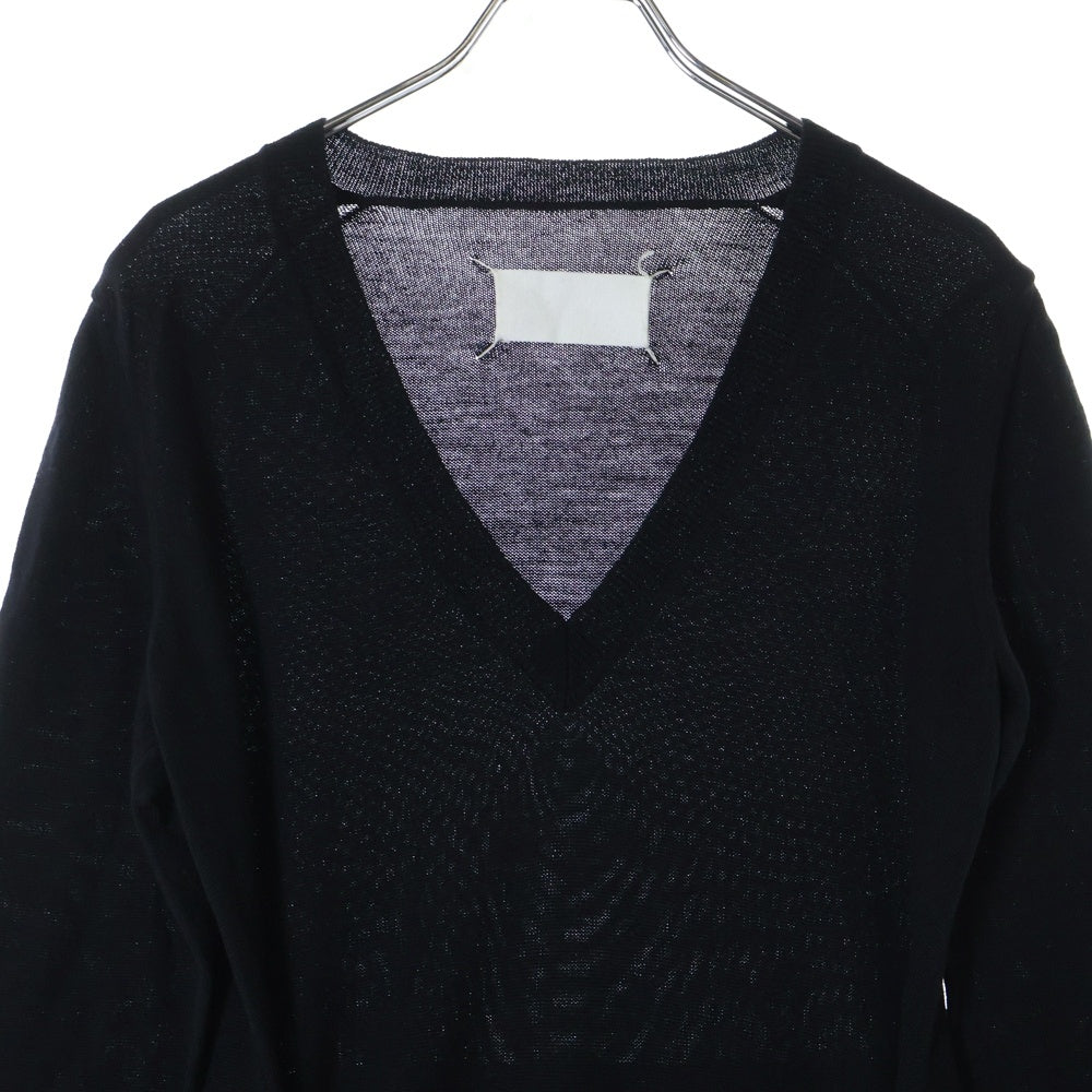 Maison Martin Margiela(メゾンマルタンマルジェラ) ここのえ期 白タグ Vネック ニットセーター ブラック 00393 レディース