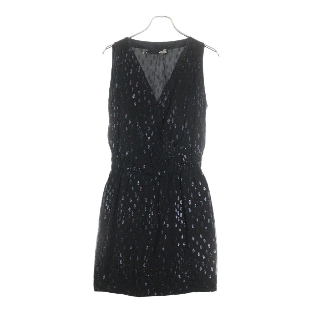 MOSCHINO(モスキーノ) 総柄 ノースリーブワンピース ブラック レディース