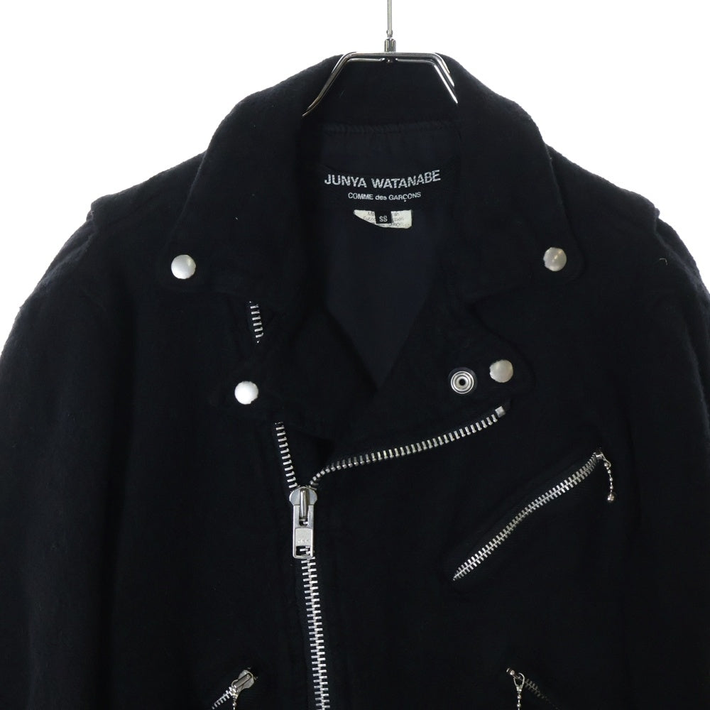 JUNYA WATANABE COMME des GARCONS(ジュンヤワタナベ コムデギャルソン) ウール ダブルライダース ジャケット ブラック JT-J029 AD2007 レディース