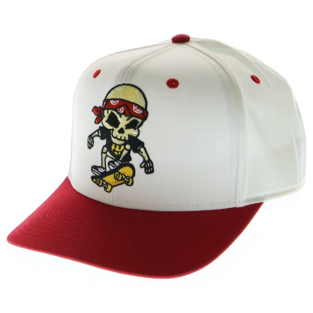 drew house(ドリューハウス) 21SS HEARTY SNAPBACK HAT ハーティ スカルエンブロイダリー スナップバック ハット キャップ 帽子 レッド/ホワイト