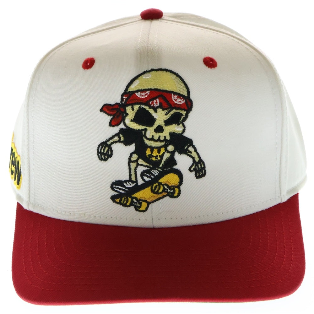 drew house(ドリューハウス) 21SS HEARTY SNAPBACK HAT ハーティ スカルエンブロイダリー スナップバック ハット キャップ 帽子 レッド/ホワイト