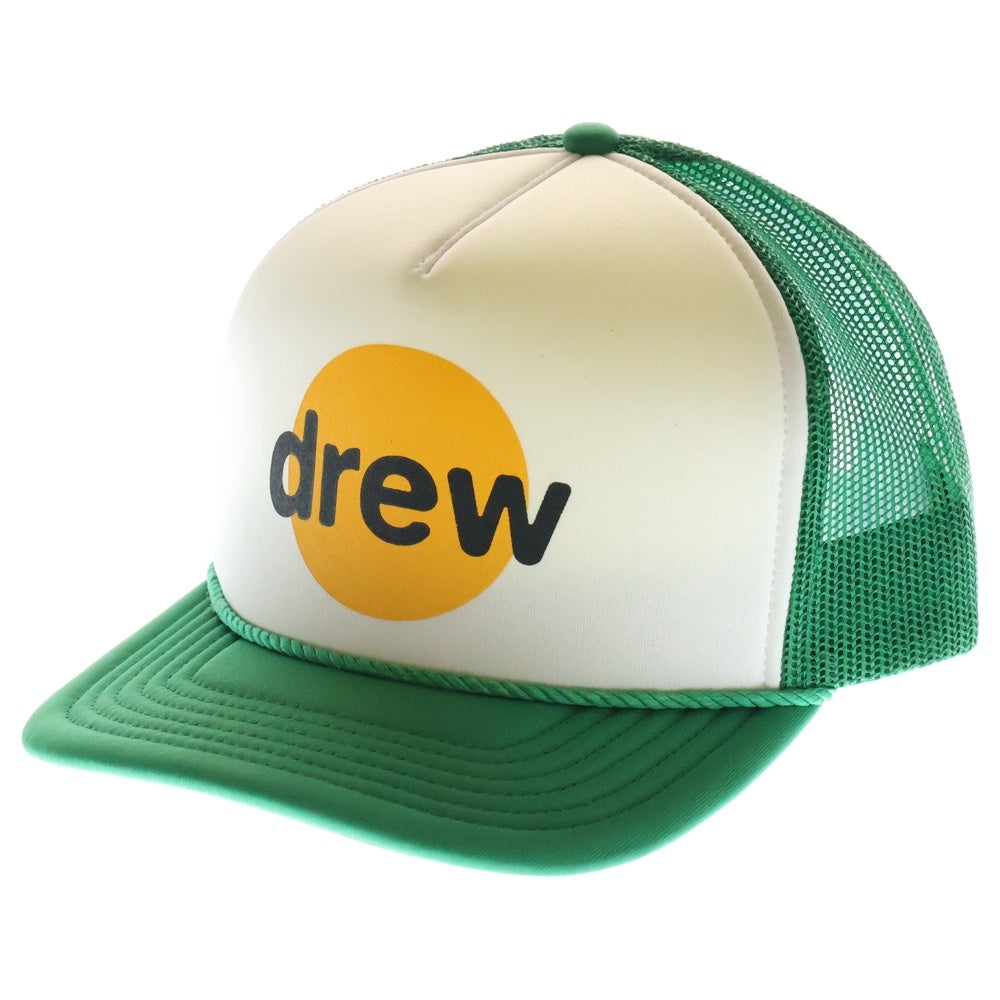 drew house(ドリューハウス) INFINITE JOY TRUCKER HAT インフィニット ジョイ フロントロゴ トラッカー ハット メッシュキャップ 帽子 ホワイト/グリーン