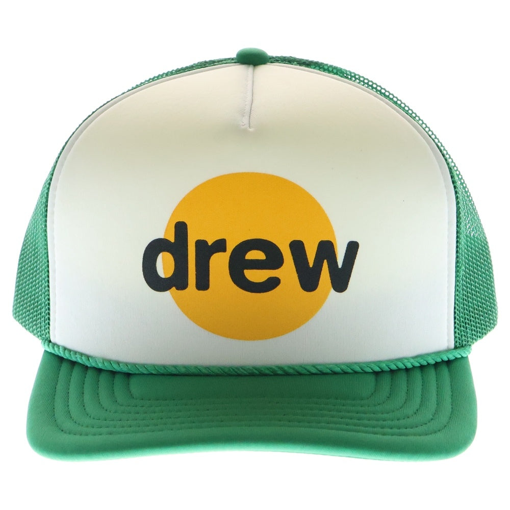 drew house(ドリューハウス) INFINITE JOY TRUCKER HAT インフィニット ジョイ フロントロゴ トラッカー ハット メッシュキャップ 帽子 ホワイト/グリーン