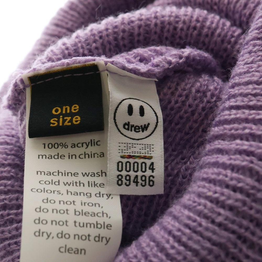 drew house(ドリューハウス) SECRET SOFT RIB BEANIE シークレット ソフトリブ ロゴエンブロイダリー ビーニー ニット帽 帽子 パープル