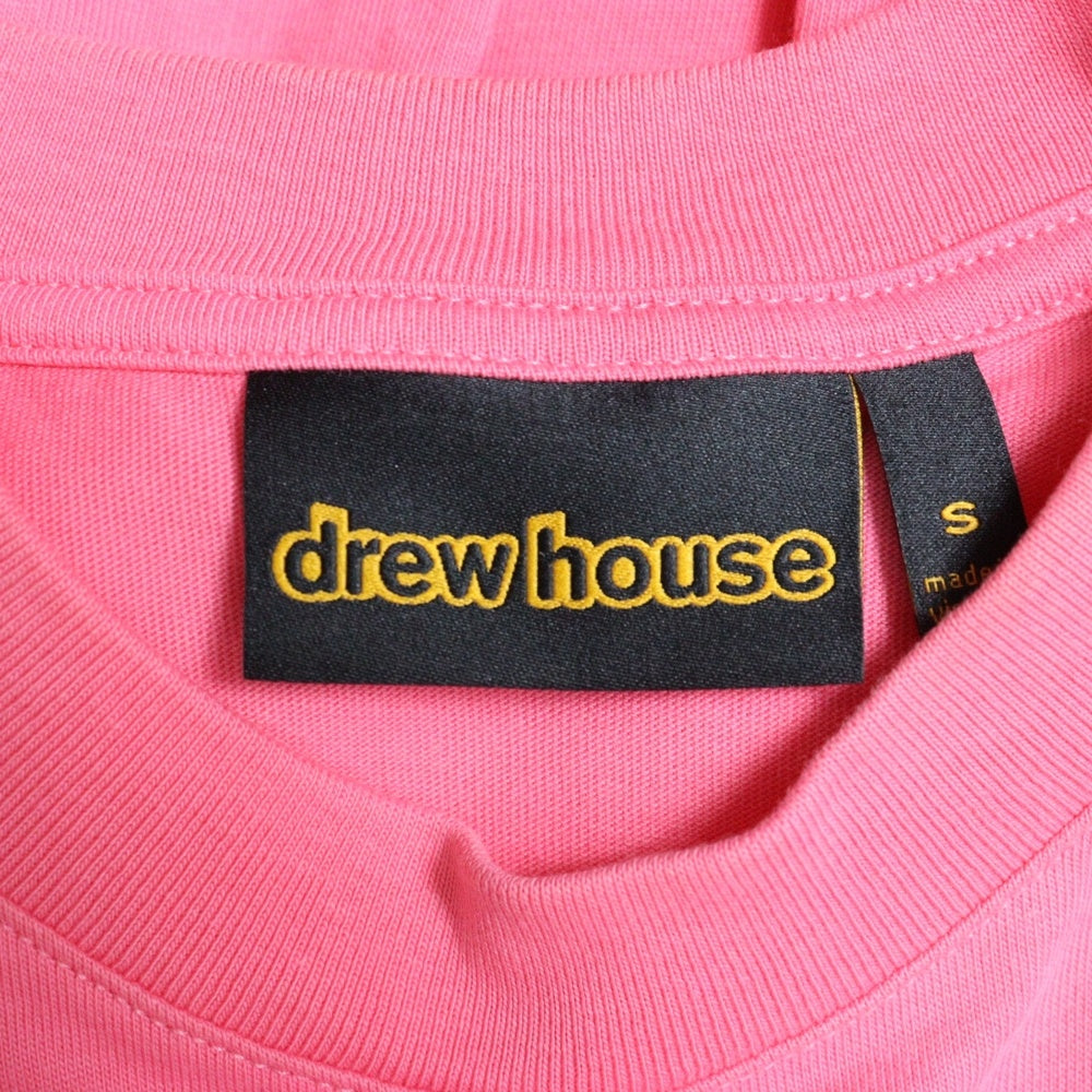 drew house(ドリューハウス) マスコット フロントロゴプリント クルーネック半袖Tシャツ カットソー ピンク/イエロー