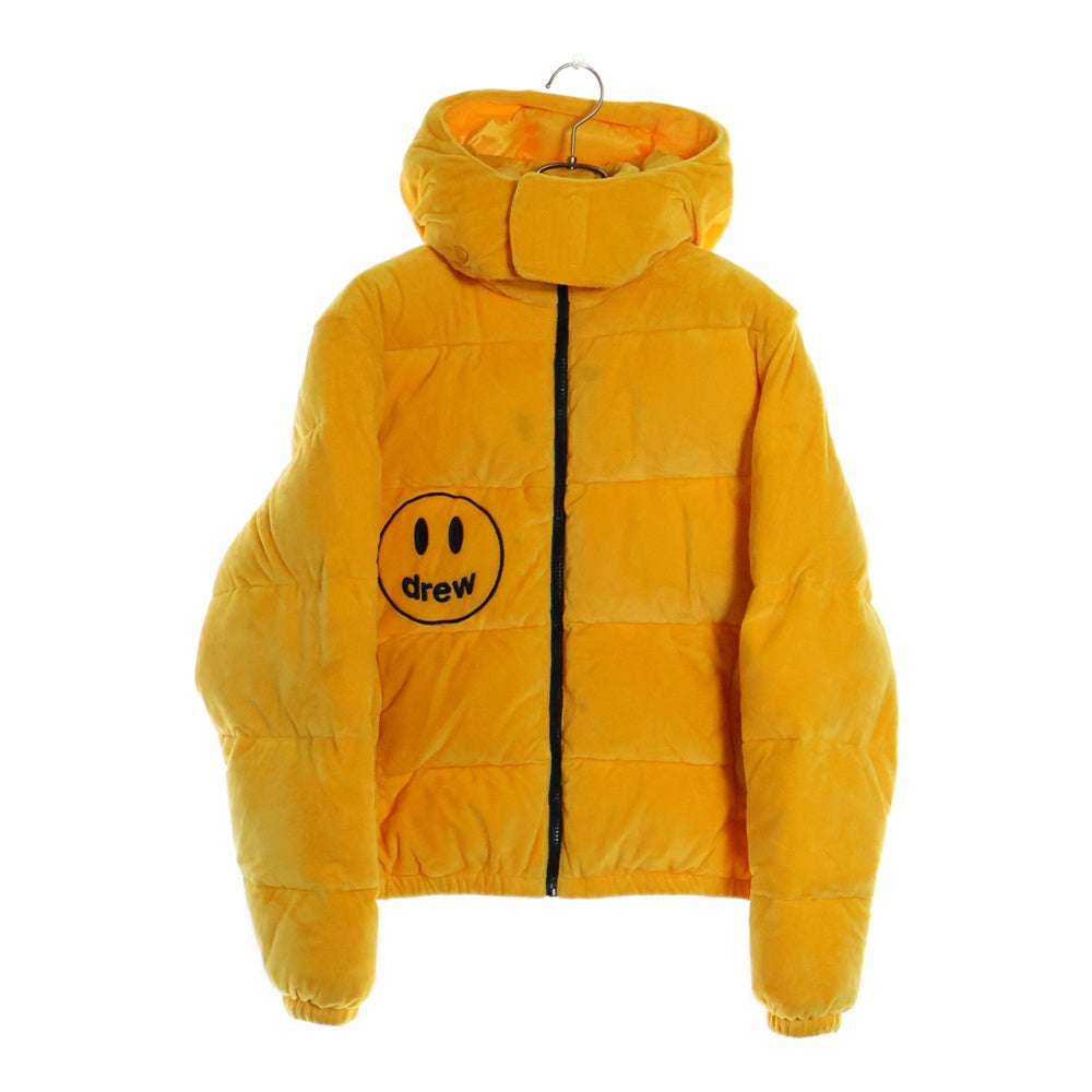 drew house(ドリューハウス) 22AW PLUSH HOODED PUFFER JACKET フロントロゴ プラッシュ フーデッド パファー ジャケット イエロー
