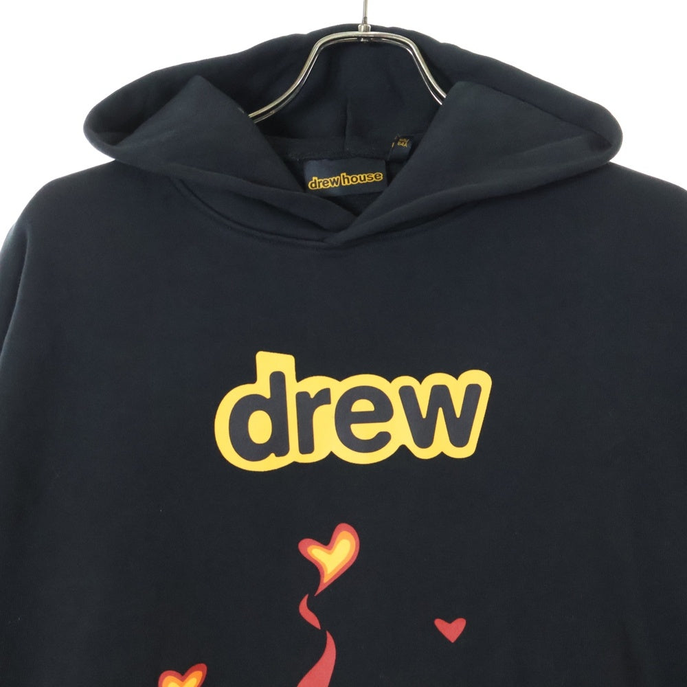 drew house(ドリューハウス) 22AW FIRE HOODIE ファイアー フロントロゴ プルオーバー スウェットパーカー ブラック/レッド